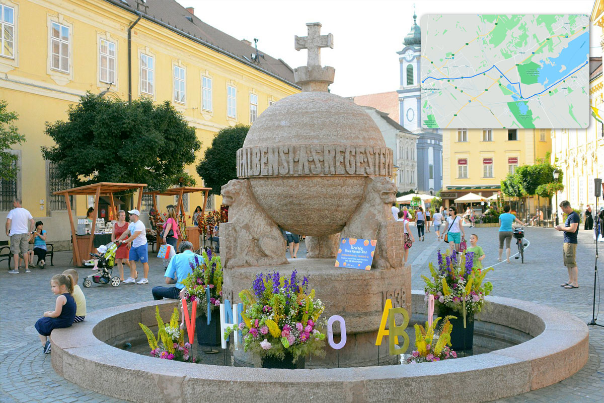 Székesfehérvári városnézés túra útvonala